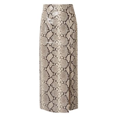 Snake-Effect Leather Midi Skirt from Attico