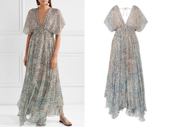 Faience Gathered Printed Chiffon Maxi Dress  from Mes Demoiselles