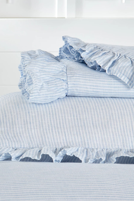 Kara Hemp Fine Stripe Bed Linen Collection from The White Company