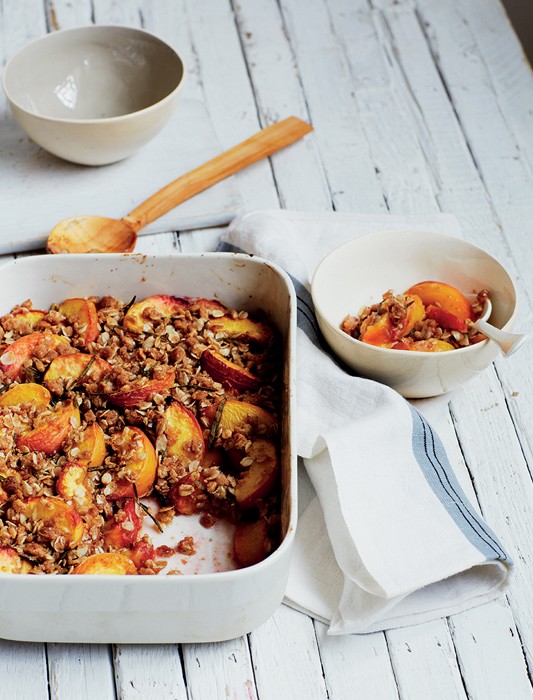 Peach & Rosemary Crumble
