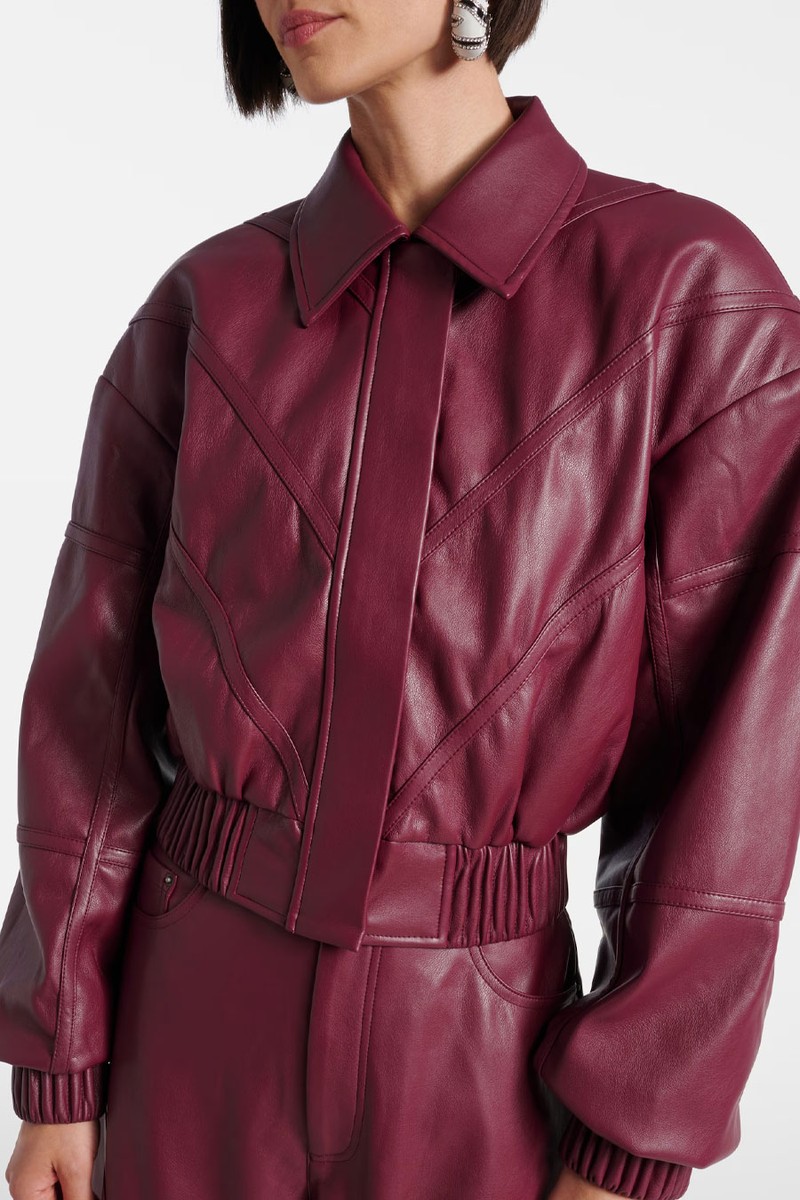 Cropped Faux Leather Bomber Jacket from Rotate