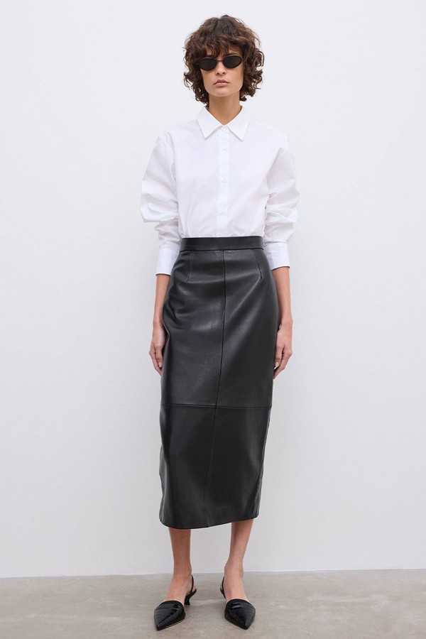 Leather Midi Skirt