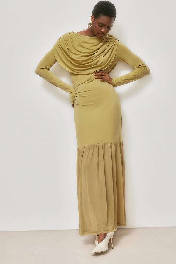 Draped Waterfall Maxi Dress