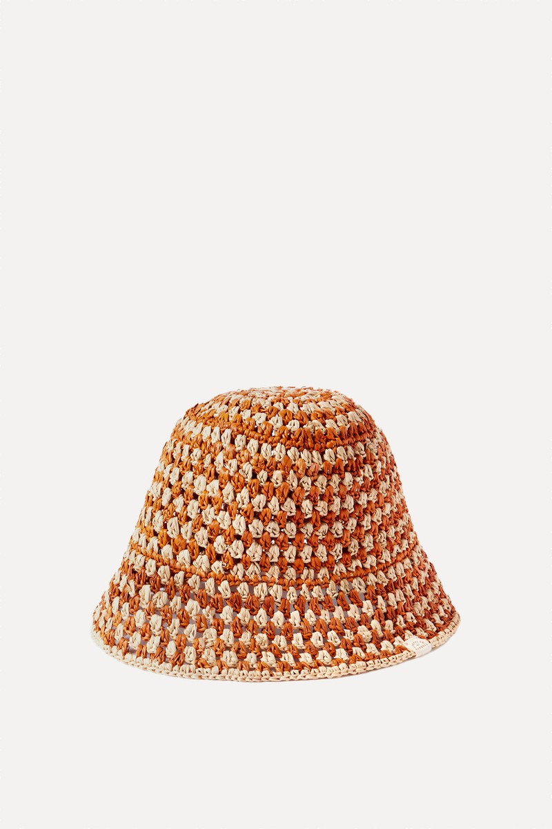 Jocelyn Checked Raffia Bucket Hat from Loeffler Randall