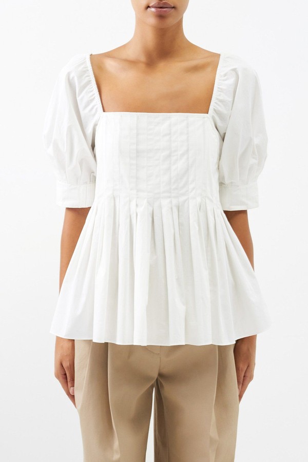 Oakley Square-Neck Cotton Blouse from Lee Mathews