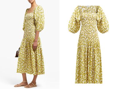 Harper Shirred Cotton-Gauze Dress