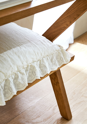 Linen Cushion Cover with Ruffles
