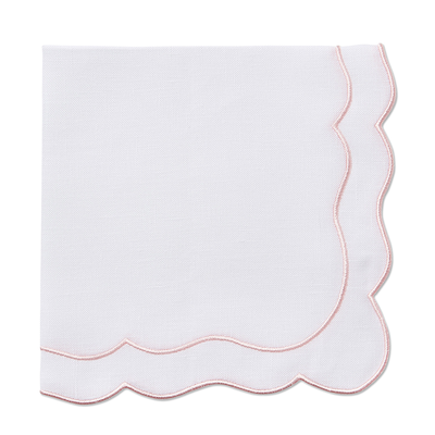 Set of 4 Lucy Scalloped Italian Linen Napkins from Rebecca Udall
