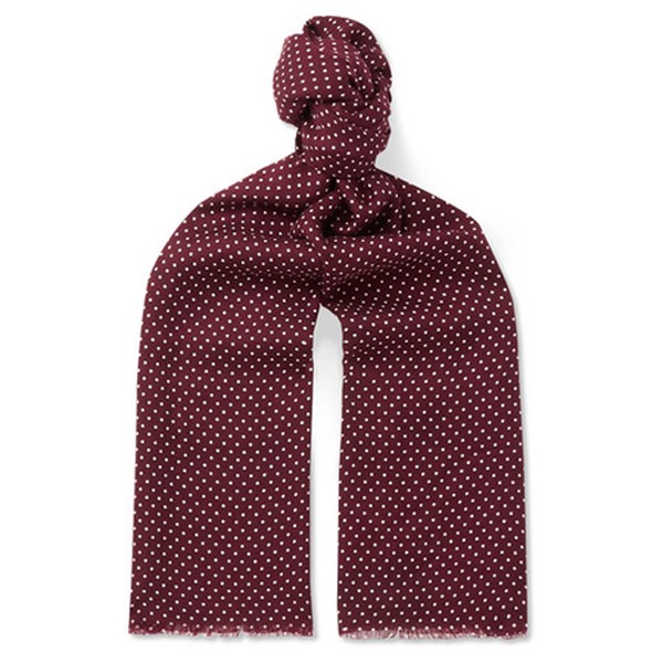 Polka-Dot Wool, Silk & Cashmere-Blend Twill Scarf from Tom Ford