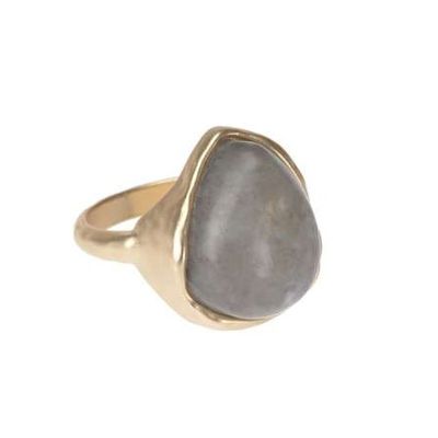 Gold Tone Hammered Stone Ring from Mint Velvet