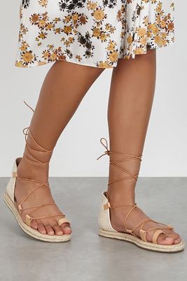 Esmeralda Blush Leather Espadrille Sandals from Ancient Greek Sandals