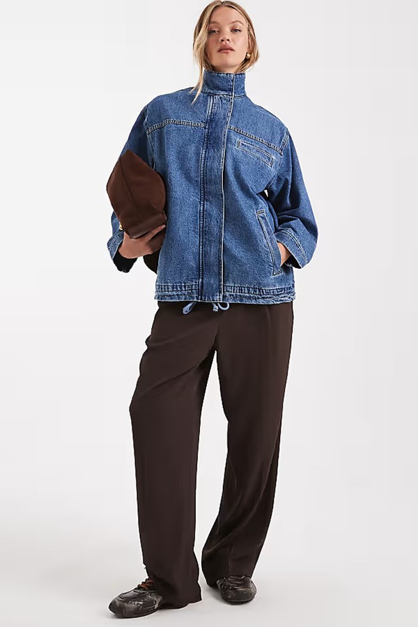 Denim Funnel Neck Jacket from ASOS DESIGN