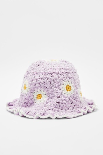 Crochet Floral Bucket Hat from Bershka