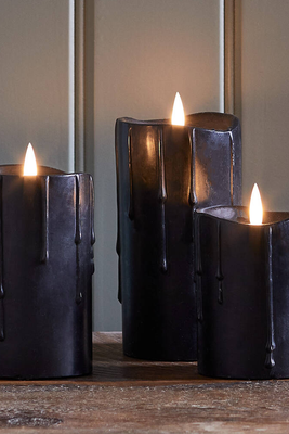 Set Of Three Black Dripping Wax Candles from Not On The High Street