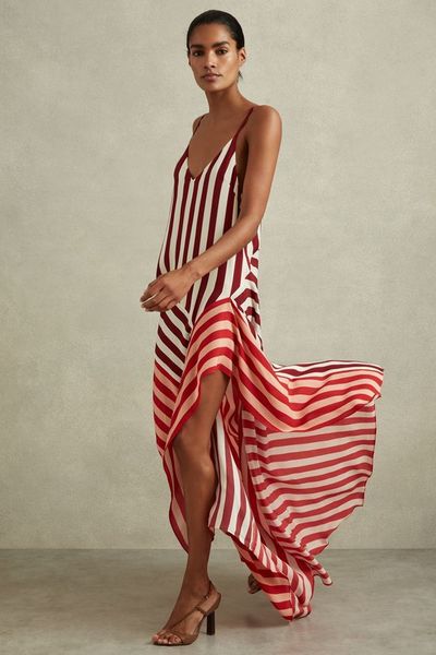 Holly Colourblock Stripe Asymmetric Midi Dress