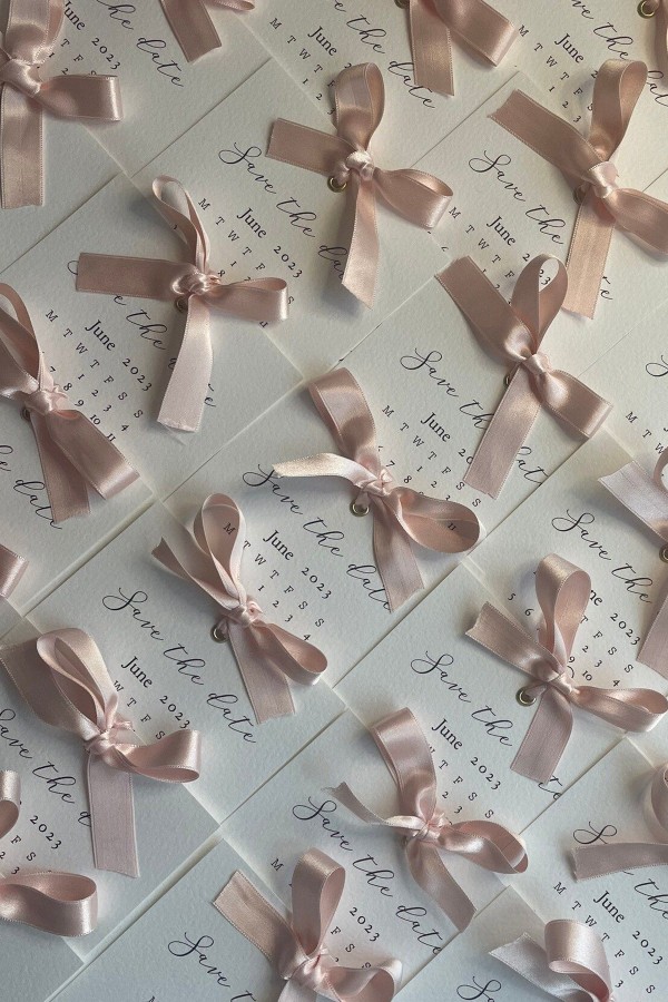 Simple Calendar Save The Dates With Satin Ribbon Bow from TheWeddingWorkshopCo