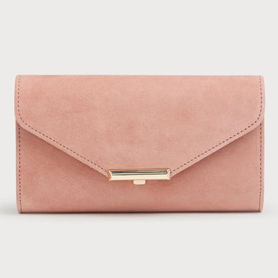 Lucy Pink Suede Clutch