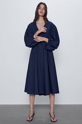 Poplin Dress With Voluminous Sleeves from Zara
