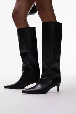  Tara Premium Leather Knee High Heeled Boots from Topshop 