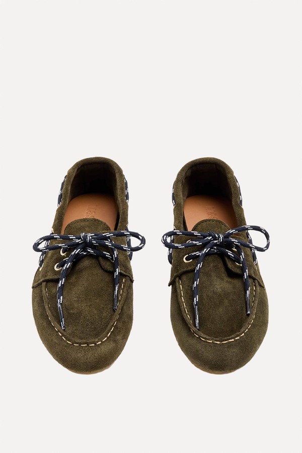 Suede Contrast Lace Boat Shoes