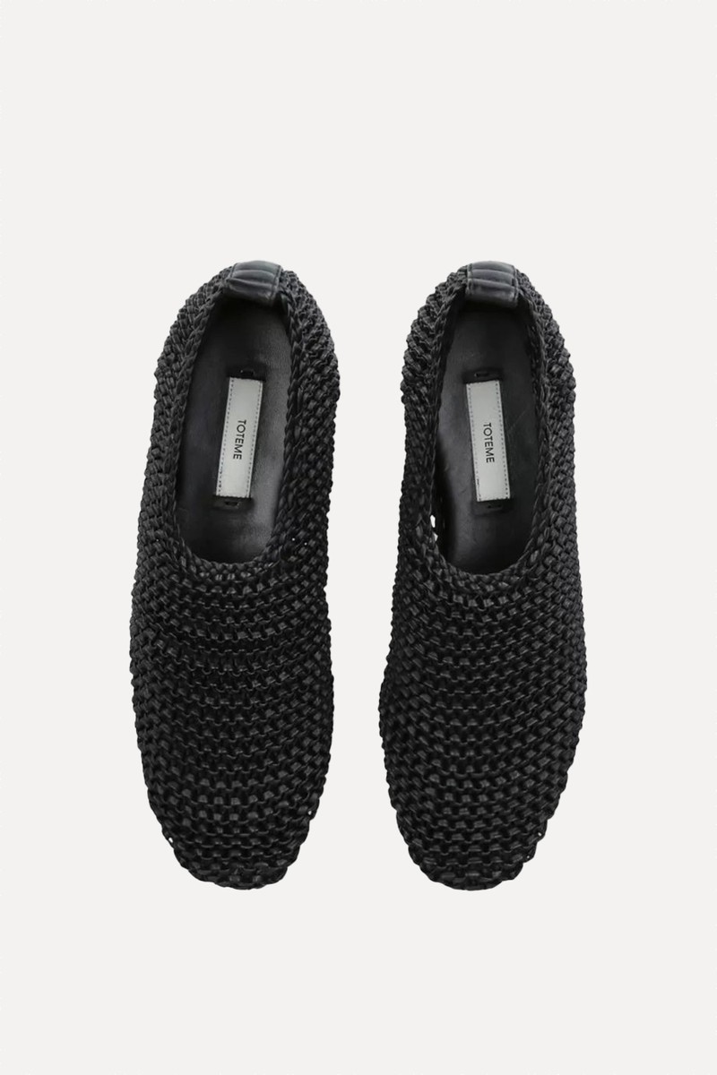 Woven-Texture Leather Ballet Flats from Toteme