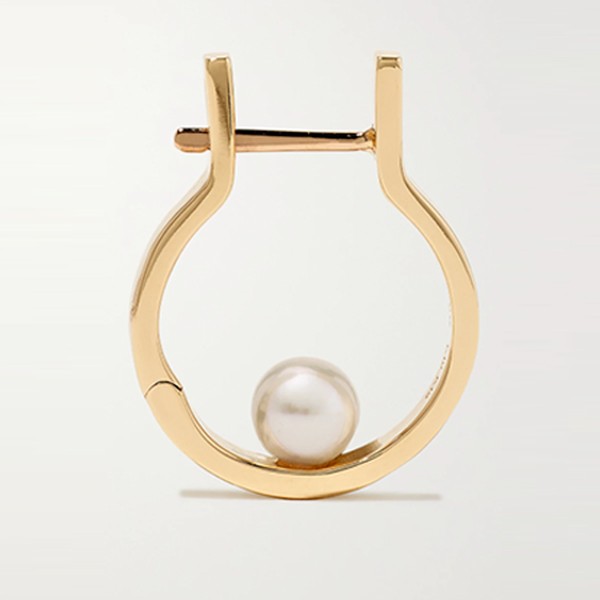 Tribal Gold Pearl Earring from Hirotaka