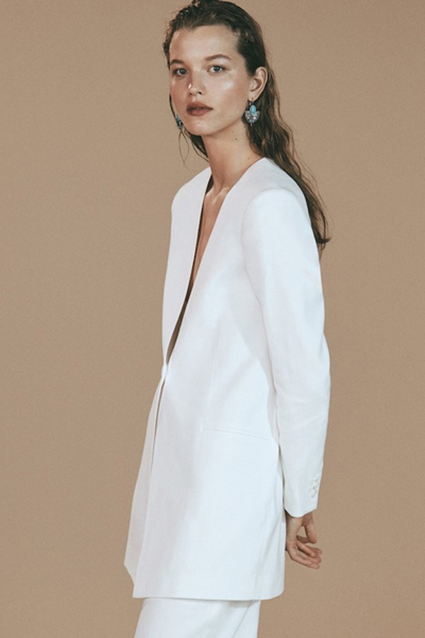 Limited Edition Slim Fit Plain Linen Cotton Blazer from Massimo Dutti