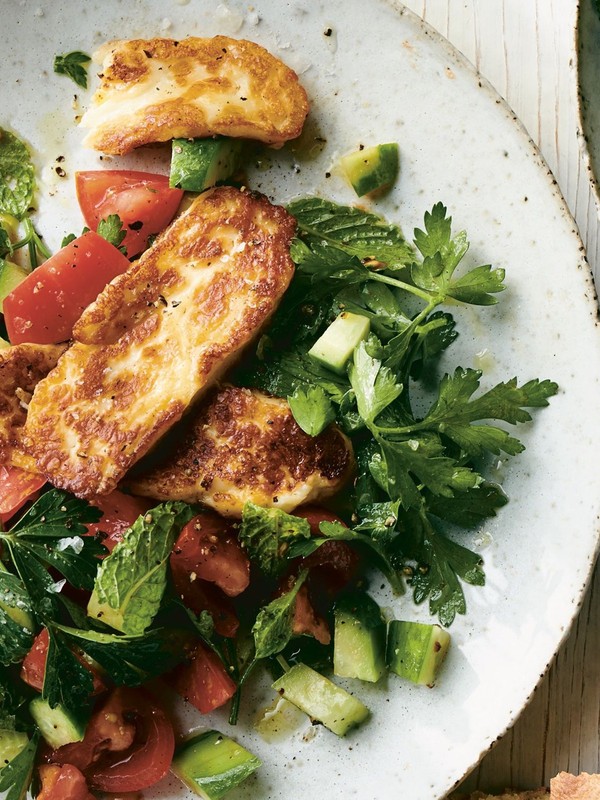 Fried Halloumi With Cucumber Salad