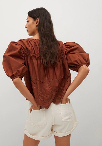 Swiss Embroidery Poplin Blouse from Mango