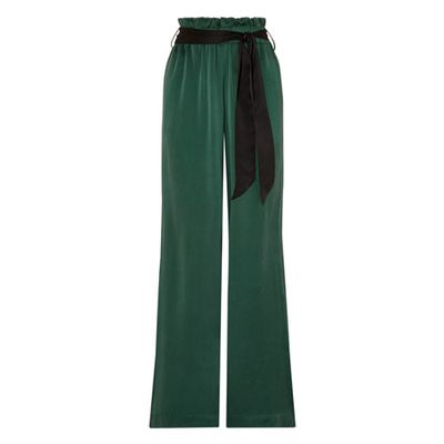 Belted Silk Wide-Leg Pants from Asceno