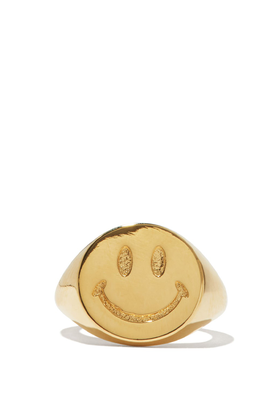 Be Happy 14ct-Gold Plated Signet Ring from Joolz By Martha Calvo