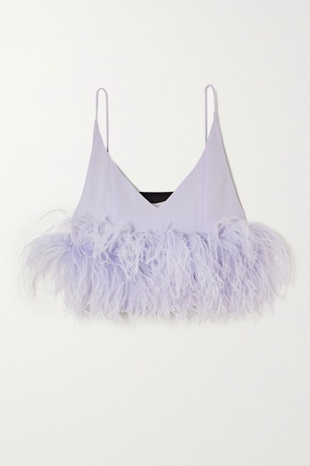 Poppy Feather-Trimmed Crepe Camisole from 16Arlington