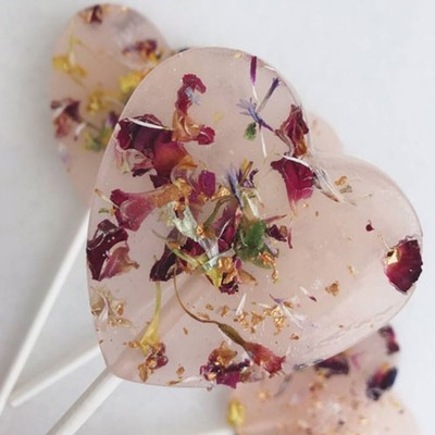 Frosted Edible Flower Lollipops from The Little Lollipop Shop