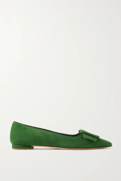 Maysale Suede Point-Toe Flats from Manolo Blahnik