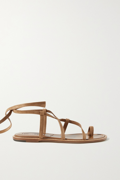 Primathi Lace-Up Suede Sandals from Manolo Blahnik