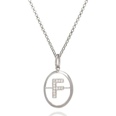 18ct White Gold Diamond Initial F Necklace