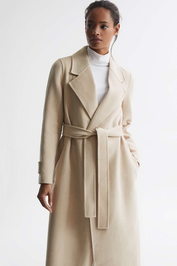 Belted Blindseam Wool Longline Coat from Reiss