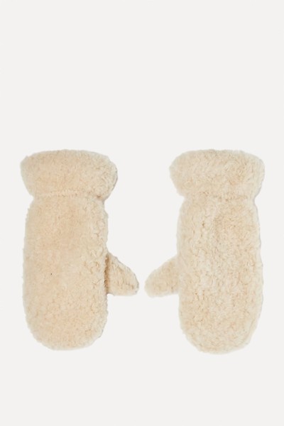 Wool Blend Faux Shearling Mittens from ARKET