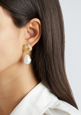 Capri Pearl 18kt Gold Plated Drop Earrings from Soru Jewellery