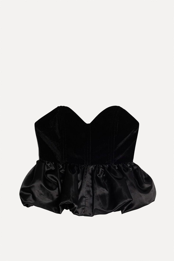 Velvet Sleeveless Bandeau Peplum Top from River Island