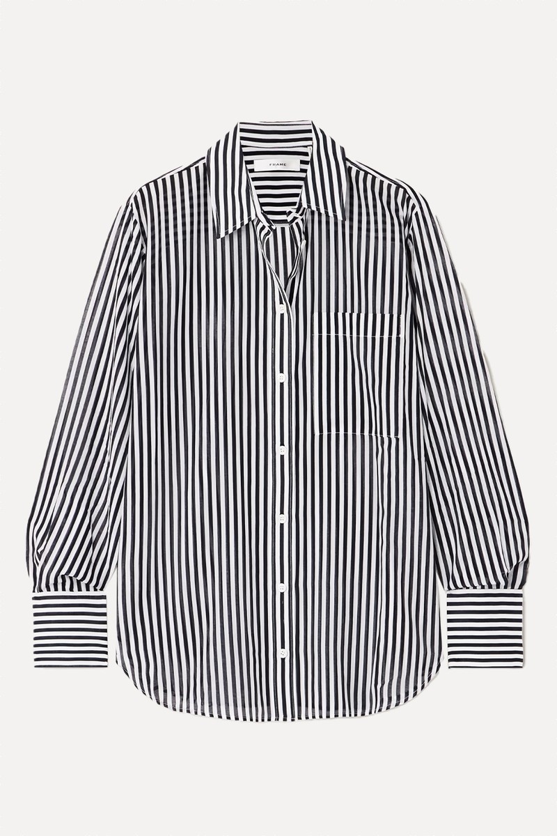Striped Cotton & Silk-Blend Voile Shirt from FRAME