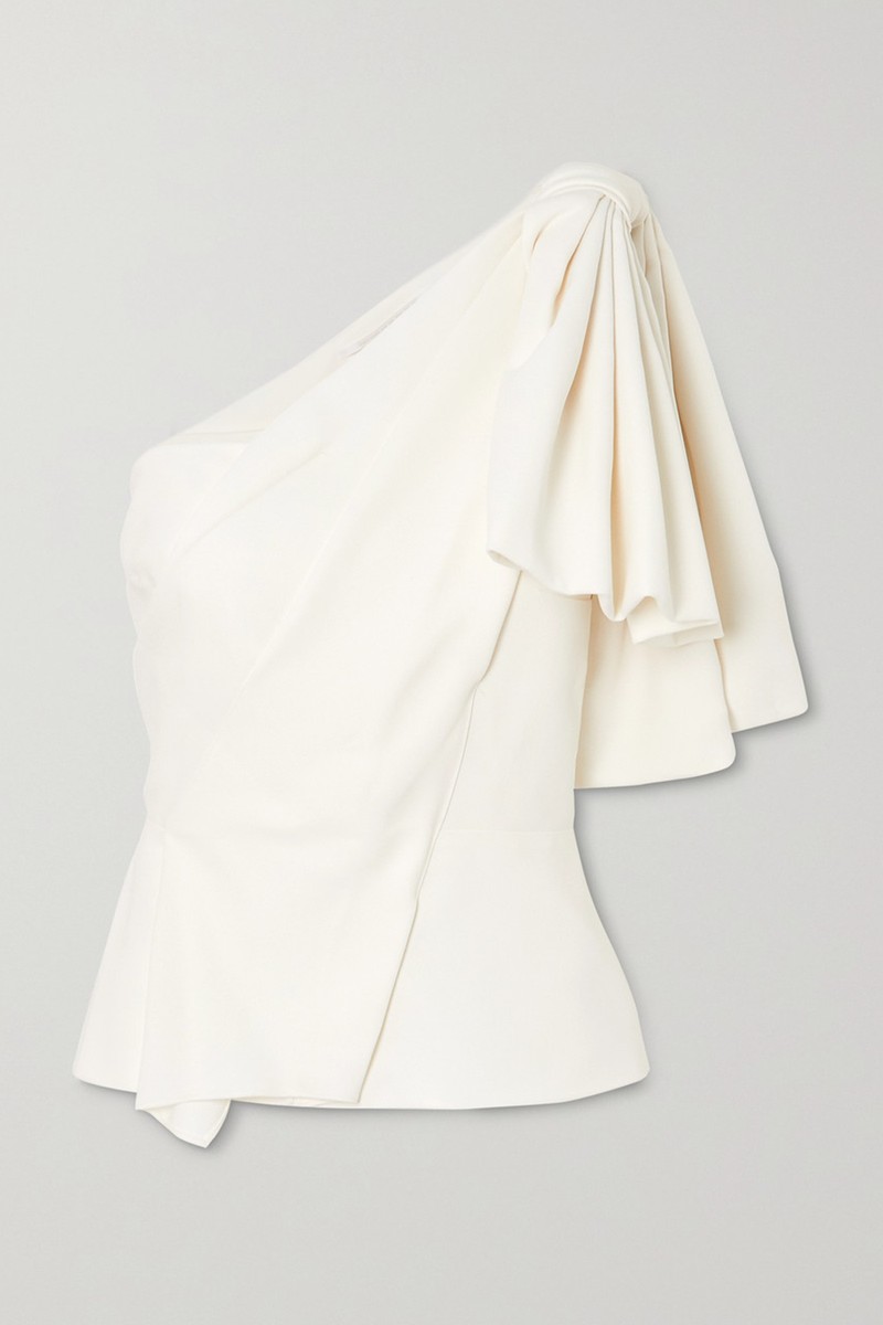 Toulon One-Shoulder Bow-Detailed Gathered Crepe Top from Roland Mouret