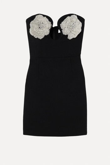 Sachiel Strapless Crystal-Embellished Crepe Mini Dress from REBECCA VALLANCE