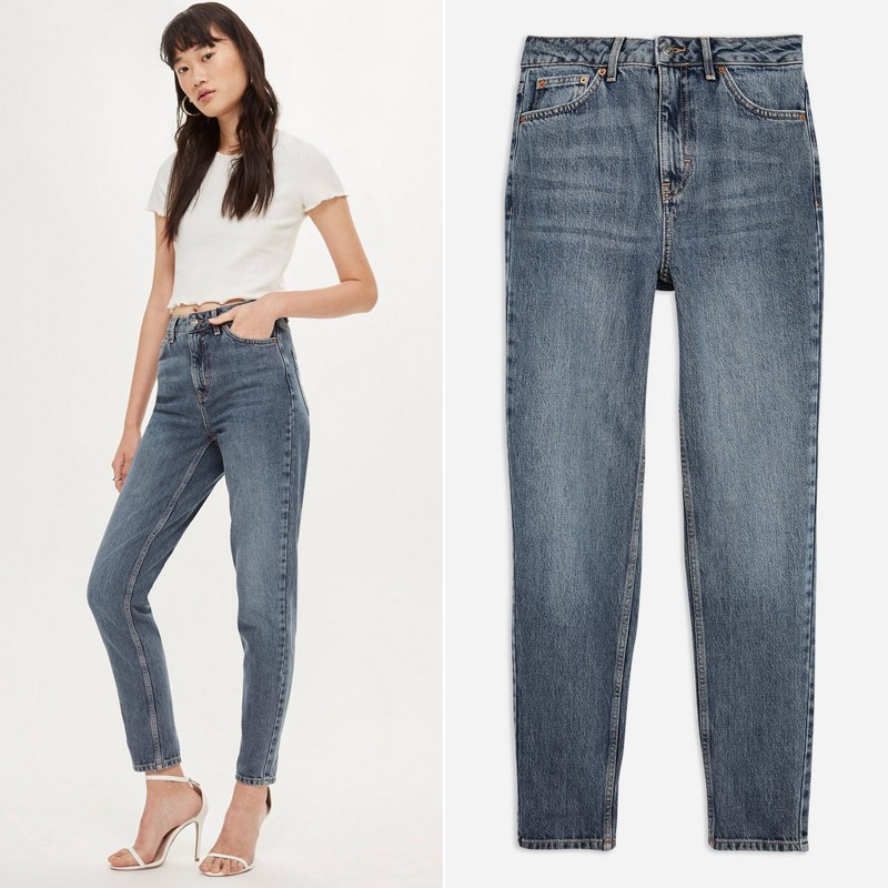 Grey Cast Mom Jeans