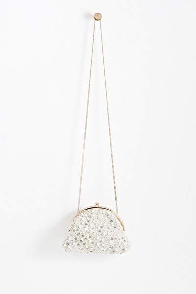 Faux Pearl White Cotton Money Clutch Bag from Oliver Bonas