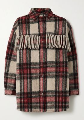 Cocha Oversized Fringed Checked Wool-Blend Jacket from IRO