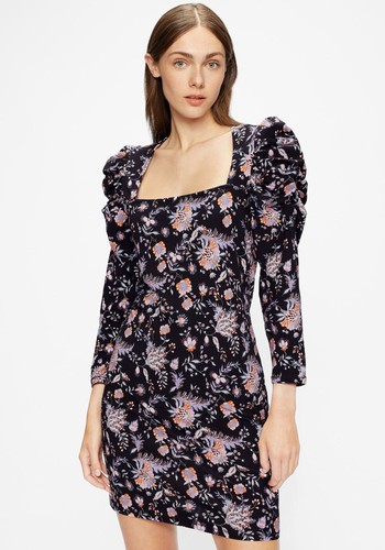 Square Neck Floral Mini Dress