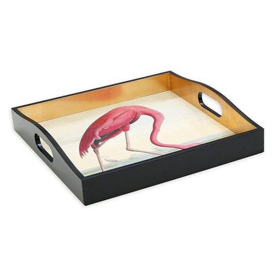 Flamingo Lacquer Square Tray from Aurina