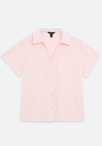 Towelling Short Sleeve Beach Shirt from New Look