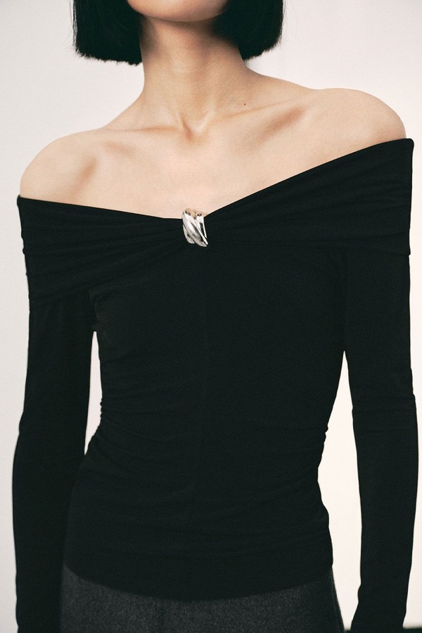 Strapless T-Shirt With Metallic Detail from Mango